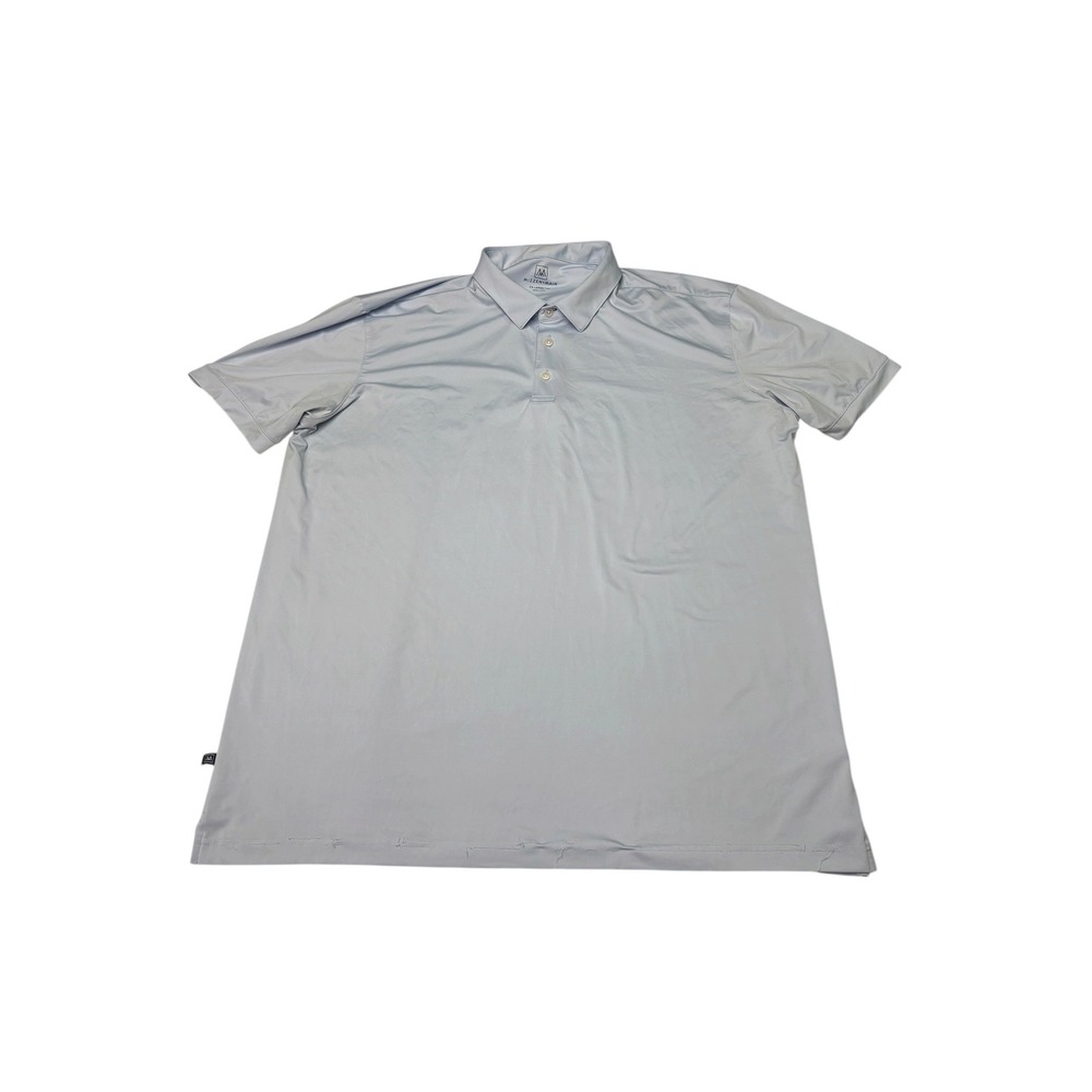 Mizzen+Main Mens XXL Trim Fit Polo‎ Shirt Light Blue Performance Stretch Golf